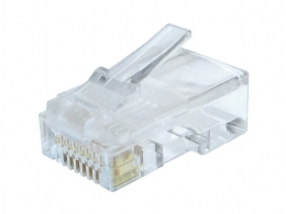 RJ45 Modular Plug LC-8P8C-002/100, Modular plug 8P8C for solid CAT6 LAN cable, 30u” gold plated, 100 pcs/bag thumbnav 1