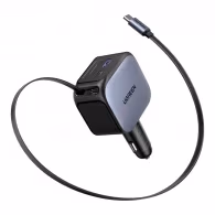 Зарядное устройство авто. для телефона Ugreen 145W USB-A + 2xType-C Retractable Cable EC604