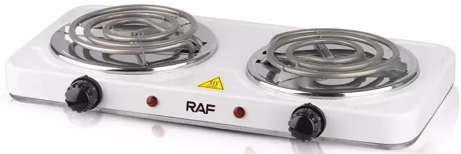 Plita de masa electrica Raf R8020B, 2 arzatoare, 2000 W, Alb