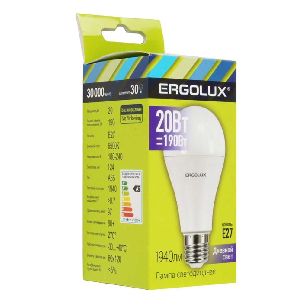 Светодиодная лампа Ergolux LED-A65-20W-E27-6K photo 4