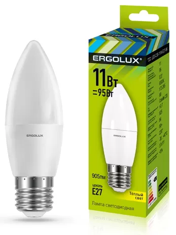 Светодиодная лампа Ergolux LED-C35-11W-E27-3K