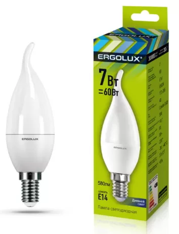 Bec LED Ergolux LED-CA35-7W-E14-6K