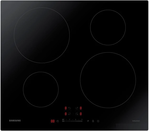 Встраиваемая индукционная панель Samsung NZ64H37070K, 4 конфорок, Черный
