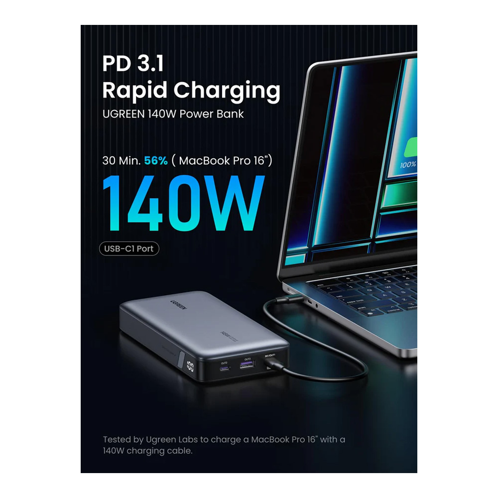 Внешний аккумулятор Ugreen Flight Approved PD3.1  25000mAh, 145W, Grey (90597A) photo 4