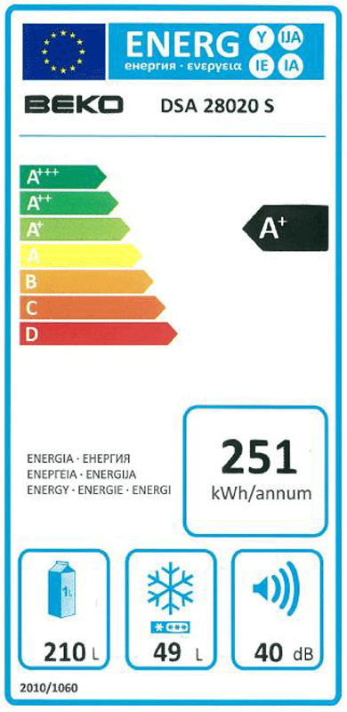 Frigider cu doua usi Beko DSA28020S / 280 l / 160 cm / A+ / Gri photo 3