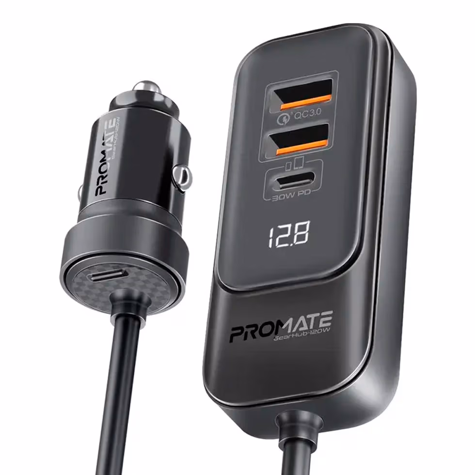 Зарядное устройство авто. для телефона Promate GEARHUB-120W 