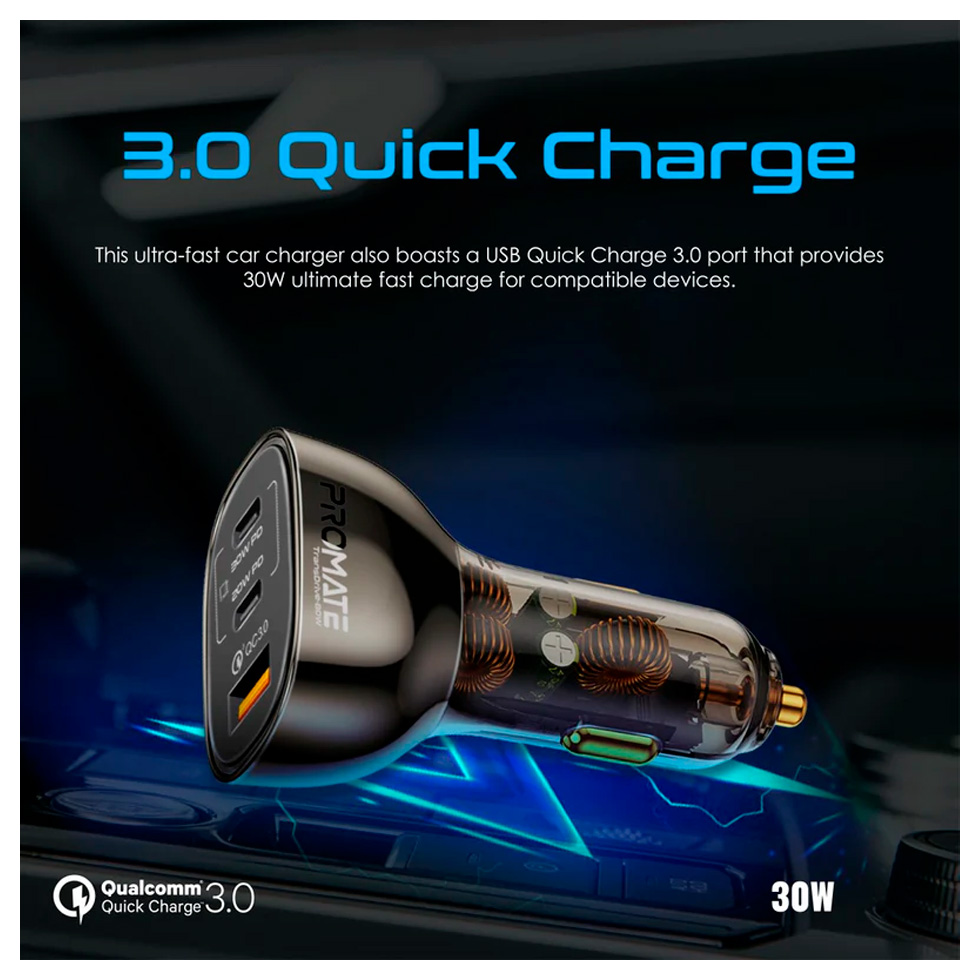 Зарядное устройство авто. для телефона Promate TRANSDRIVE-80W photo 4