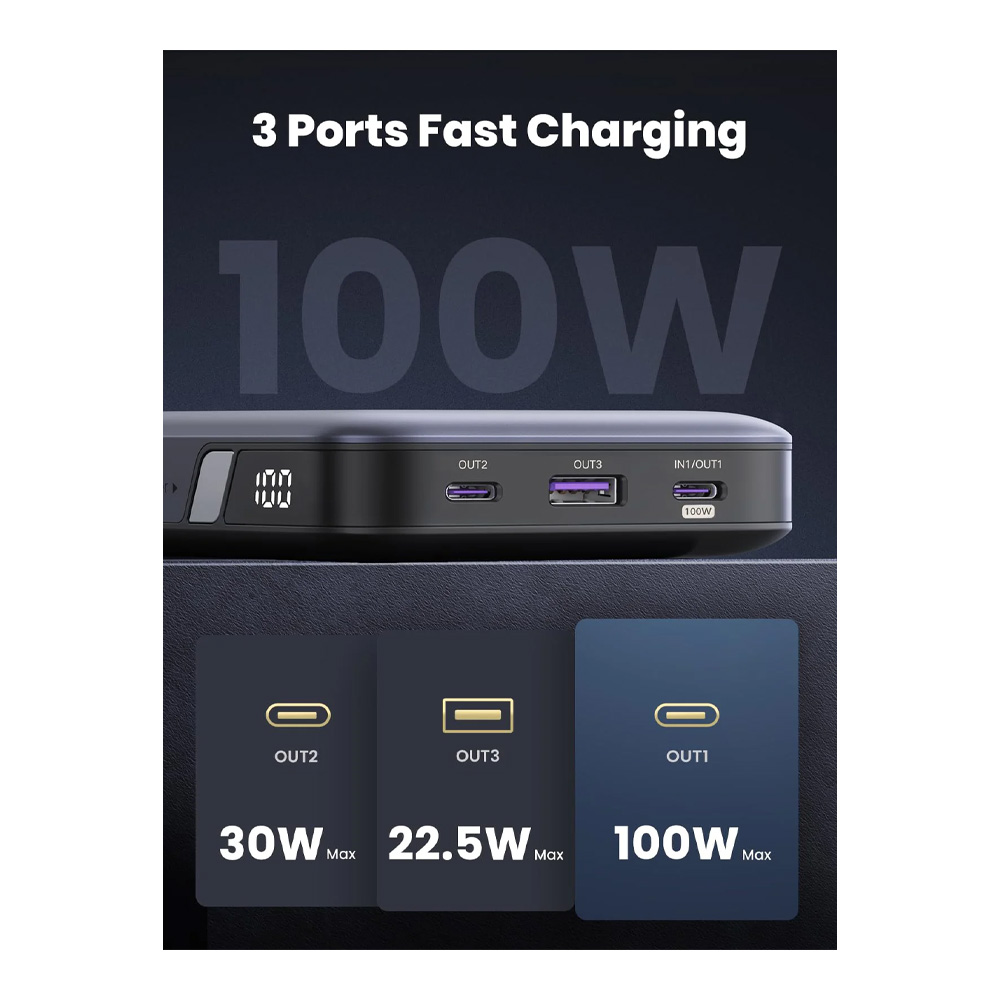 Acumulator extern Ugreen 20 Two-way Fast Charging 20000mAh 20W Grey (25683) photo 2