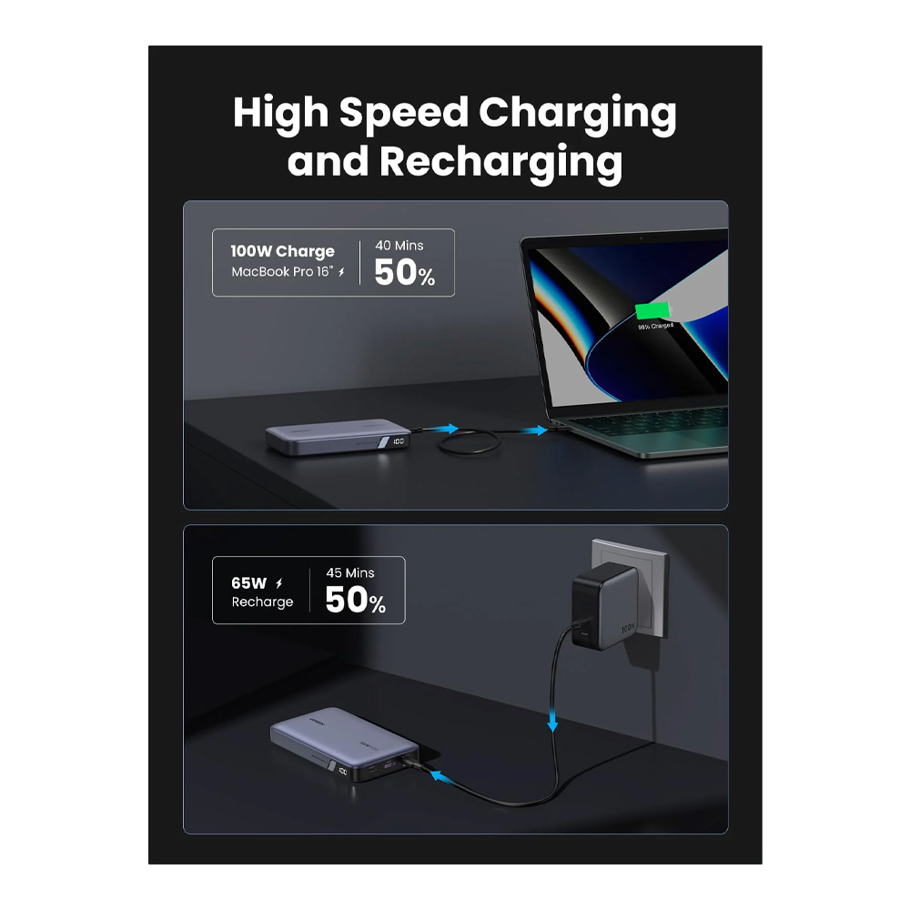 Acumulator extern Ugreen 20 Two-way Fast Charging 20000mAh 20W Grey (25683) photo 5