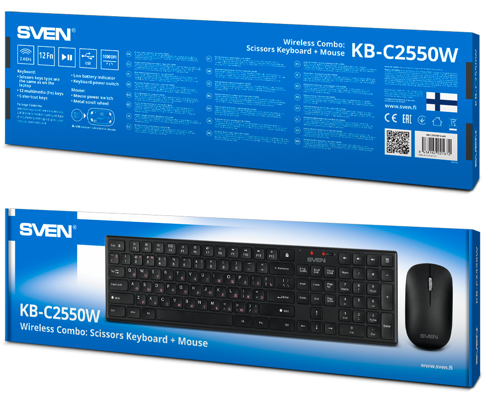 Tastatura + mouse fara fir Sven KB-C2550W / Mecanica photo 13