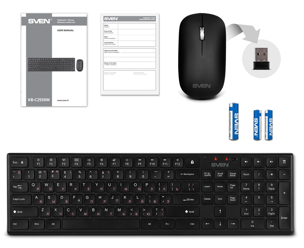 Tastatura + mouse fara fir Sven KB-C2550W