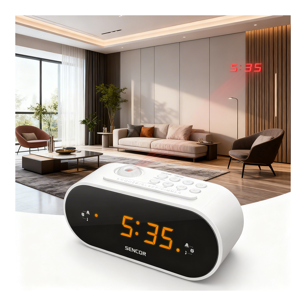 Radio cu ceas Sencor SRC3100W Digital / Alb / Mono photo 4