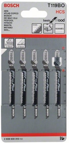 Набор пилок для лобзика Bosch T 119 BO/GST, 2608630310 photo 2
