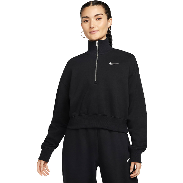 Hanorac Nike W NSW STYLE FLC CROP QZ 2XS Negru Femei photo 2