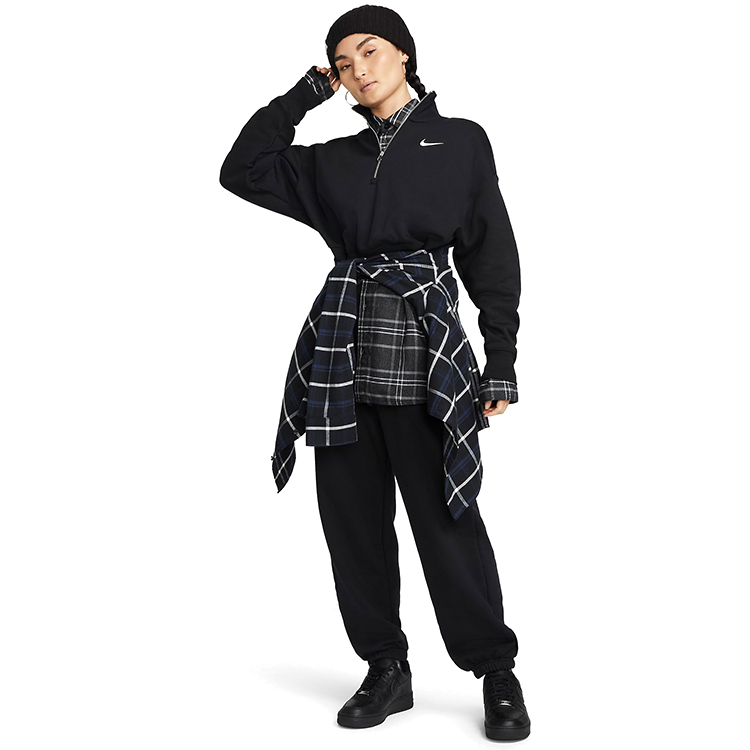 Hanorac Nike W NSW STYLE FLC CROP QZ 2XS Negru Femei photo 3