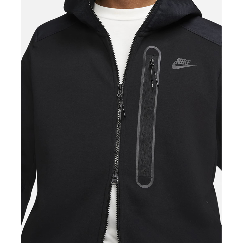 Hanorac pt bărbați Nike M NK TCH FLC OVERLAY FZ S Negru photo 2
