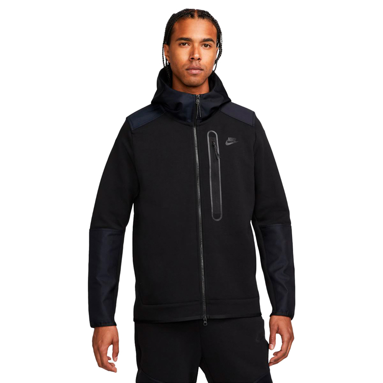 Hanorac pt bărbați Nike M NK TCH FLC OVERLAY FZ S Negru photo 4