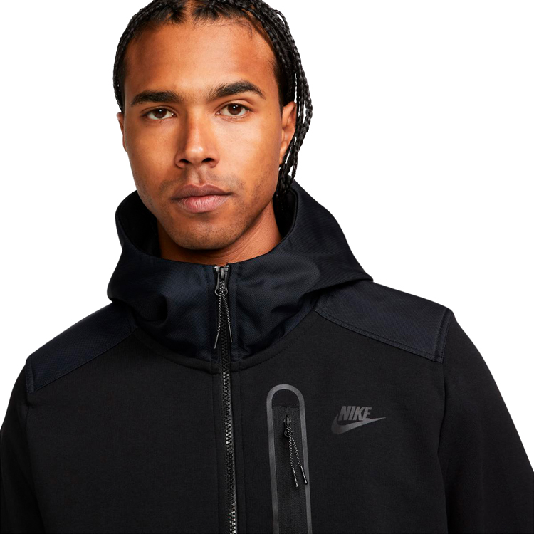 Hanorac pt bărbați Nike M NK TCH FLC OVERLAY FZ S Negru photo 5