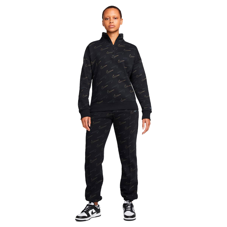 Hanorac Nike W NSW FLC TREND QZ AOP L Negru Femei photo 5