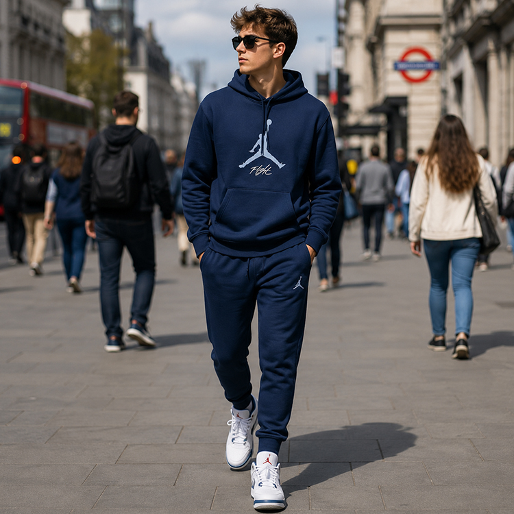 Hanorac pt bărbați Nike M J ESS FLC BASELINE HOODIE S Albastru photo 6