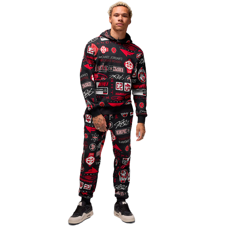 Hanorac pt bărbați Nike M J ESS AOP FLC PO XL Negru photo 2