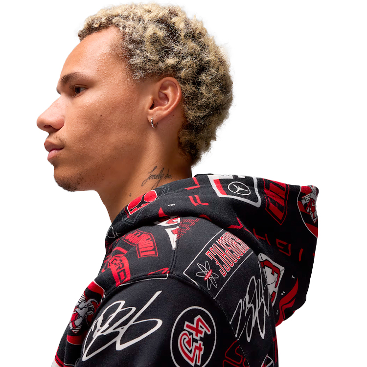 Hanorac pt bărbați Nike M J ESS AOP FLC PO XL Negru photo 4
