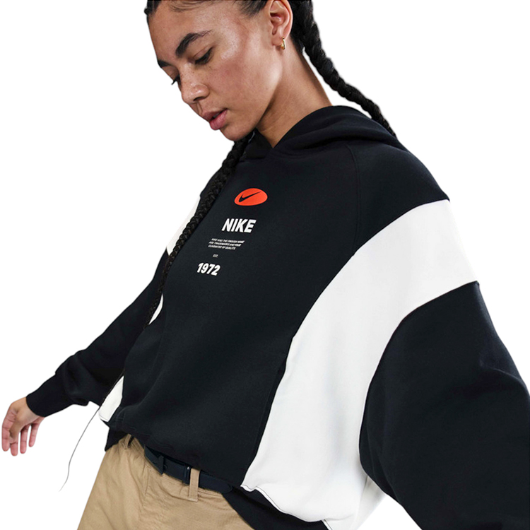 Jacheta Nike W NSW PHNX FLC REMIX OOS HDY M Negru Femei photo 2