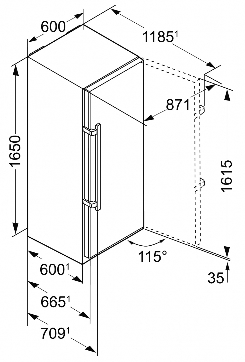 Frigider cu o usa Liebherr Kef3710 / 342 l / 165 cm / A+++  photo 2