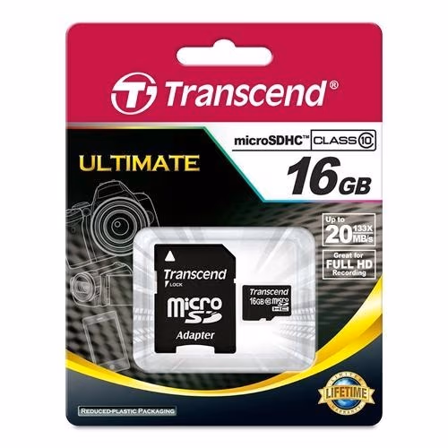 Карта памяти MicroSD+ SD adapter Transcend TS16GUSDHC10 Class 10  16Gb