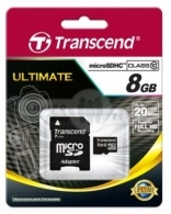 Card de mem-e MicroSDHC Transcend 8GB Class10+adapter