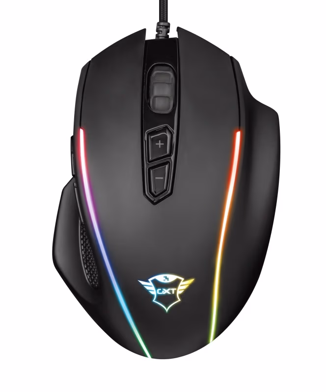Trust Gaming GXT 165 Celox RGB Mouse, 200 - 10000 dpi, 8 Programmable button, RGB lighting, Adjustable weight, 1,8 m USB, Black