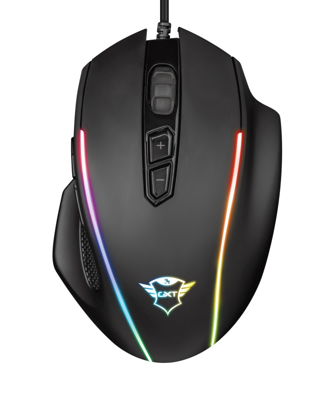 Trust Gaming GXT 165 Celox RGB Mouse, 200 - 10000 dpi, 8 Programmable button, RGB lighting, Adjustable weight, 1,8 m USB, Black photo 1