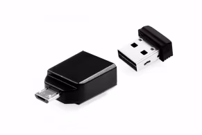 64GB USB2.0 Verbatim NANO USB with Micro USB (OTG) Adapter, Black, Ultra-small, (Read 30 MByte/s, Write 25 MByte/s)