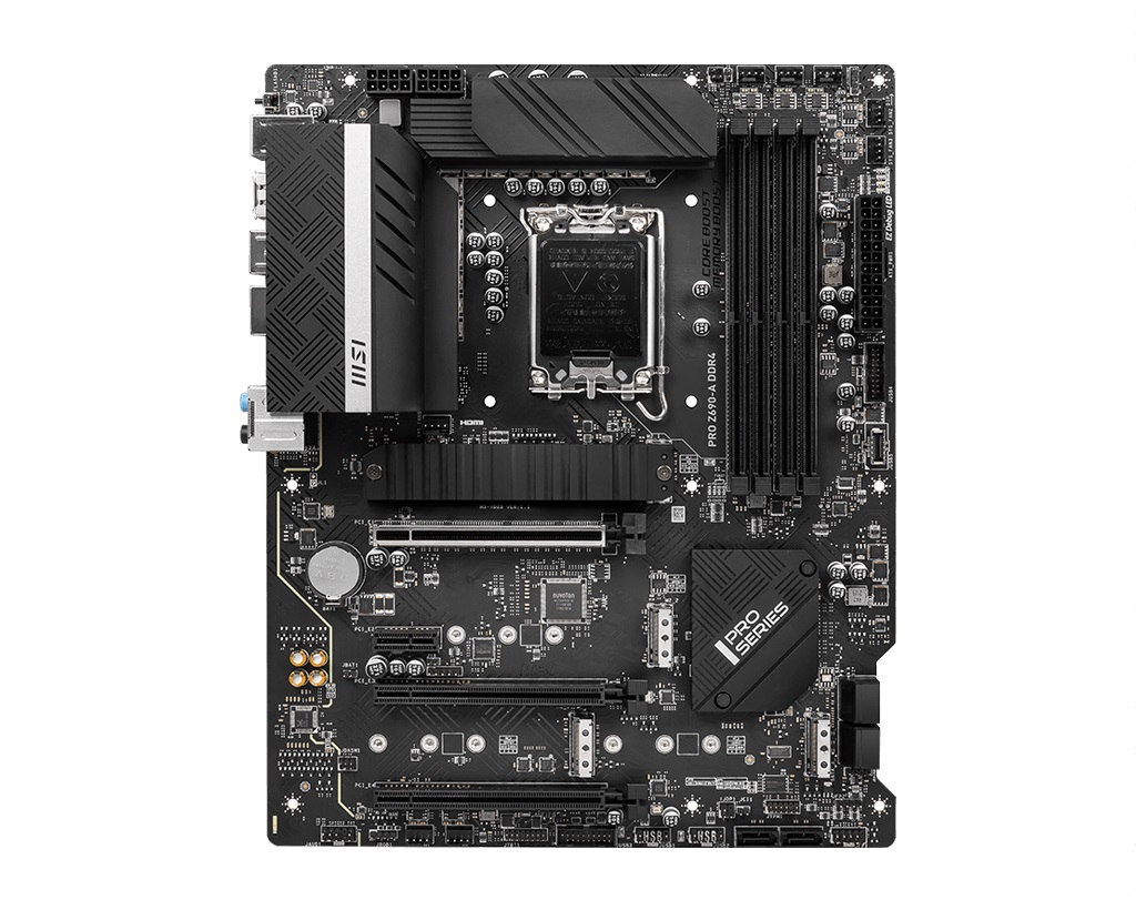 MSI PRO Z690-A DDR4, Socket 1700, Intel® Z690 (12th Gen CPU), CPU graphics, HDMI, DP, Dual 4xDDR4-5200, 3xPCIe X16 5.0, 6xSATA3, RAID, 4xM.2 4.0, 1xPCIe X1, ALC897, 2.5GbE LAN, 2xUSB-C+1A 3.2Gen2, 6xUSB3.2, RGB Mystic Light, ATX photo 1