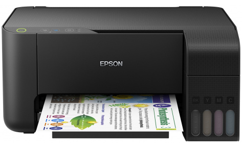 MFD CISS Epson ECO TANK L3110, Color Printer/Scanner/Copier/Wi-Fi, A4, Print 5760x1440dpi, Scan 600x1200 dpi, ESAT 10.0/5.0 ipm,64-256 г/м2, LCD 6.2cm,USB 2.0, 4 ink tanks: C13T00S14A/24A/34A/44A B/M/Y/C Black: 3.600 pages Colour: 6.500 p. photo 1