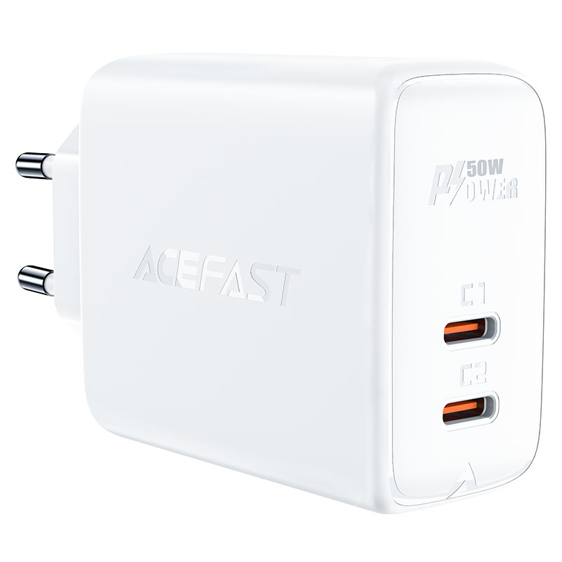 USB-зарядное устройство ACEFAST A29 / 2 x USB-C / GaN PD50W / USB-C 1/2: 45W / QC4.0 / White photo 1