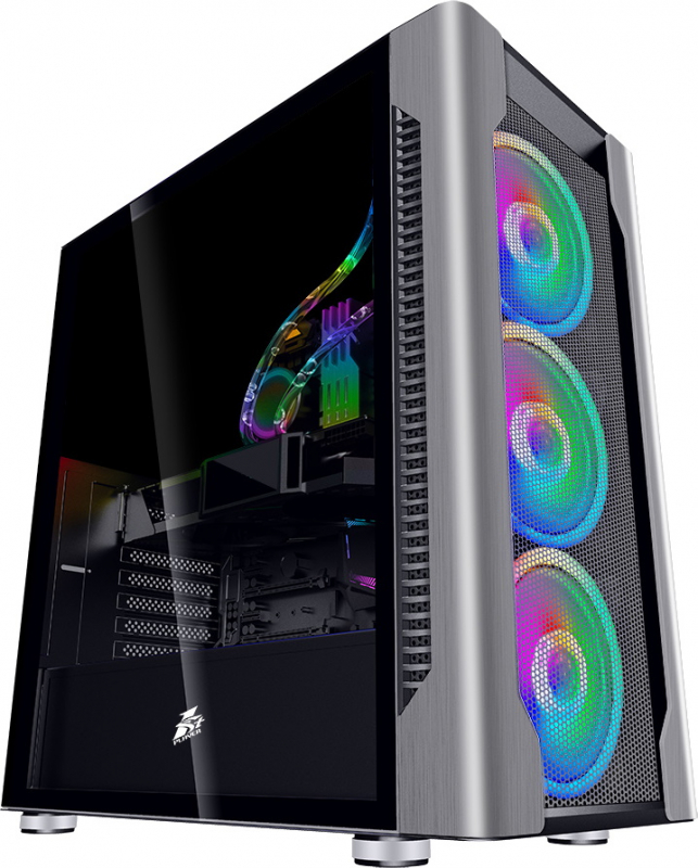 Carcasa 1STPLAYER DX / no PSU / Side-Window / 4x140mm / EATX / Silver photo 1