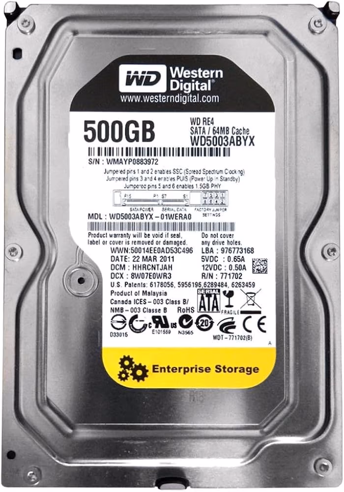 3.5” HDD Western Digital WD5003ABYX Enterprise Storage RE4/ 500GB/ 7200rpm/ 64MB/ SATAII