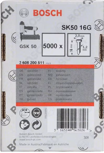 Set de stifturi cu cap ascuns Bosch 5000- 1.2 mm, 2608200511
