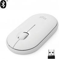 Logitech Wireless Mouse Pebble M350 White, Optical Mouse for Notebooks, 1000 dpi, Nano receiver,  Blue, Retail