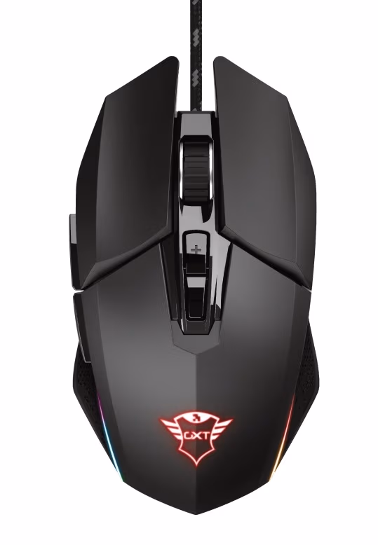 Trust Gaming GXT 950 Idon Illuminated Mouse, 500 - 6000 dpi, Mechnical button, 7 Programmable button, RGB lighting, 1,8 m USB, Black