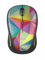 Trust Yvi FX Wireless Mouse - Geometrics, LED illumination in continuously changing colours, 8m 2.4GHz, Micro receiver, 800-1600 dpi, 4 button, Rubber sides for comfort and grip, USB thumbnav 1