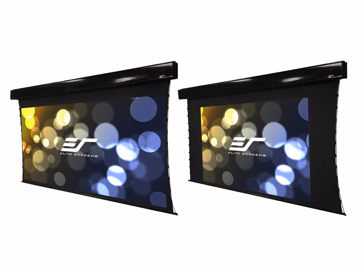 Elite Screens 100"(16:9) 222x125cm VMAX2 Series Electric Screen with IR/Low Voltage 3-way wall box, TopDrop 20cm, Black 