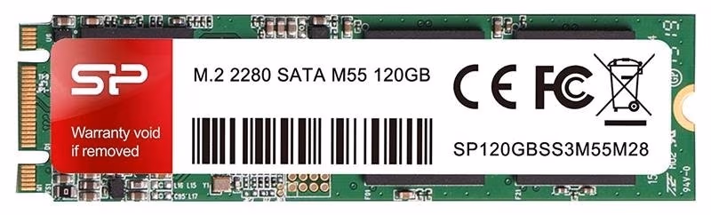 M.2 SATA SSD 120GB Silicon Power Ace M55, Interface: SATA III 6Gb/s, M.2 Type 2280 form factor, Sequential Reads: 560 MB/s/ Writes: 530 MB/s, MTBF 1.5mln, SLC Cash, suports Intel® ISRT, TRIM, NCQ, Phison controller, 3D NAND TLC 