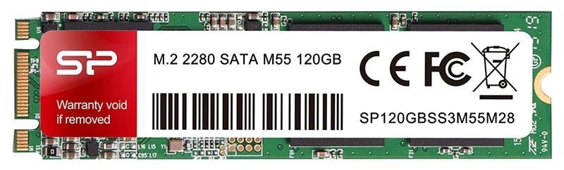 M.2 SATA SSD 120GB Silicon Power Ace M55, Interface: SATA III 6Gb/s, M.2 Type 2280 form factor, Sequential Reads: 560 MB/s/ Writes: 530 MB/s, MTBF 1.5mln, SLC Cash, suports Intel® ISRT, TRIM, NCQ, Phison controller, 3D NAND TLC photo 1