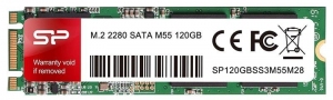 M.2 SATA SSD 120GB Silicon Power Ace M55, Interface: SATA III 6Gb/s, M.2 Type 2280 form factor, Sequential Reads: 560 MB/s/ Writes: 530 MB/s, MTBF 1.5mln, SLC Cash, suports Intel® ISRT, TRIM, NCQ, Phison controller, 3D NAND TLC thumbnav 1