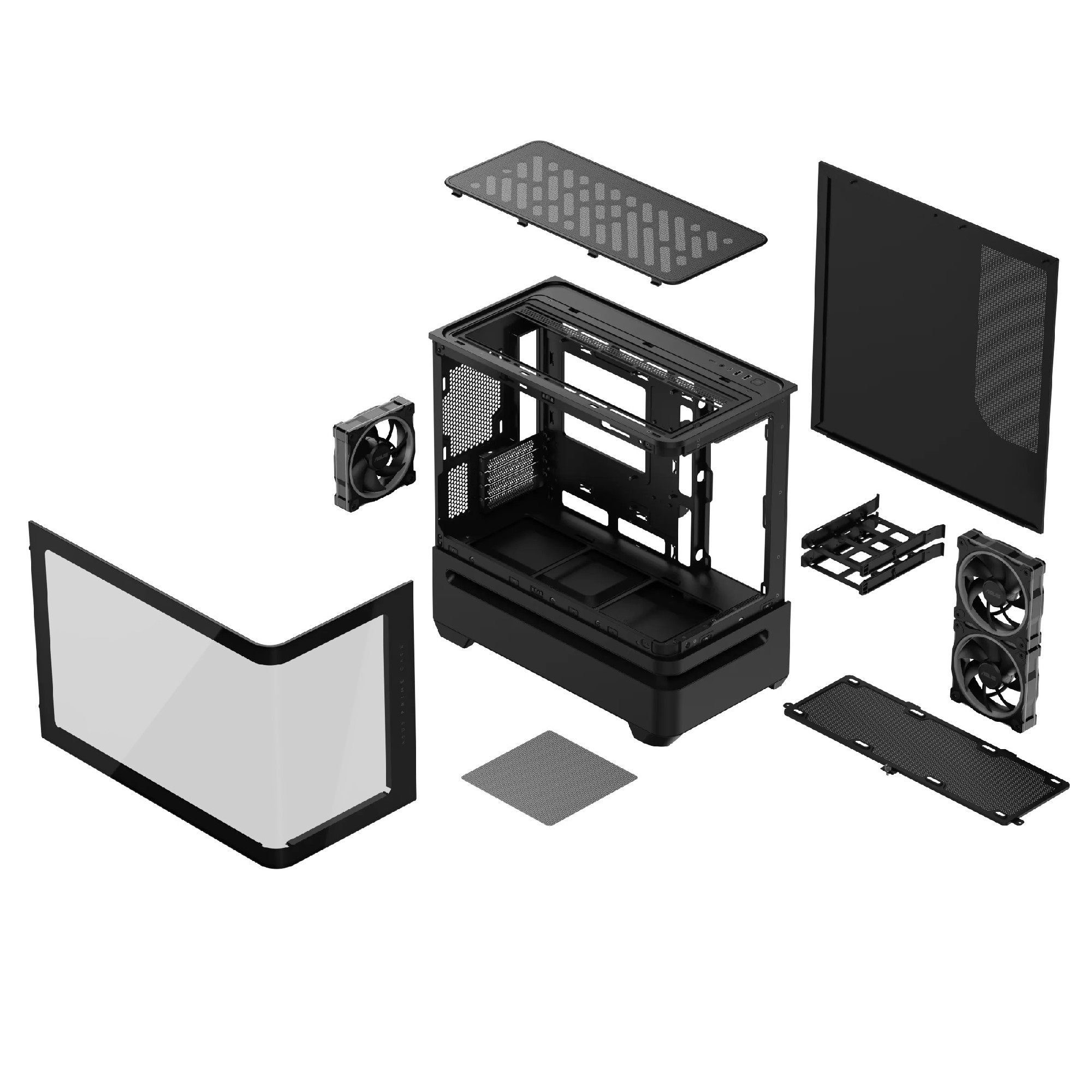 Carcasa ASUS Prime AP202 ARGB Tempered Glass/ noPSU / 3x MR120 ARGB fans/ mATX / Black photo 10