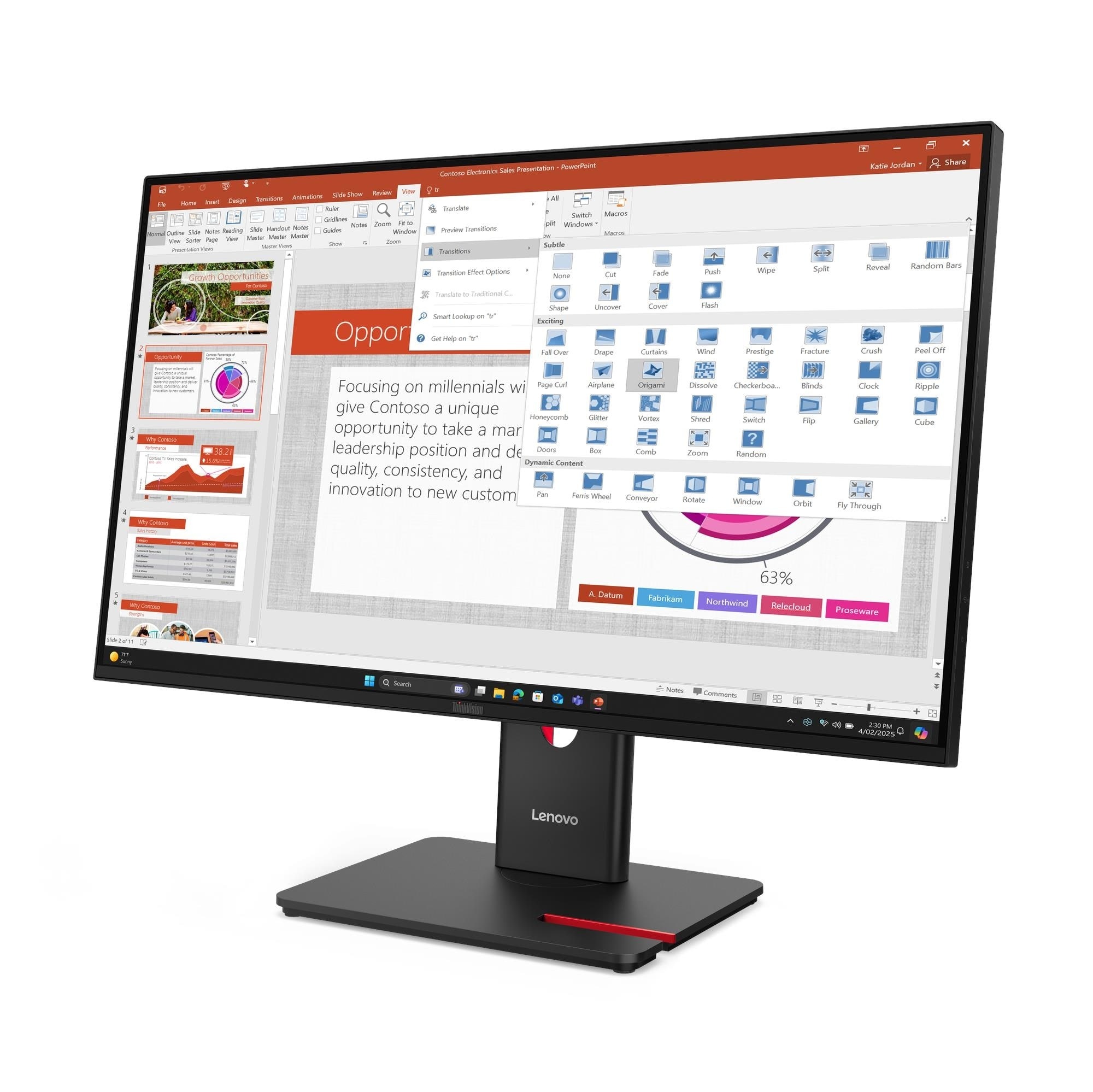 23.8” Monitor Lenovo ThinkVision T24D-40/ 120Hz / Black photo 3