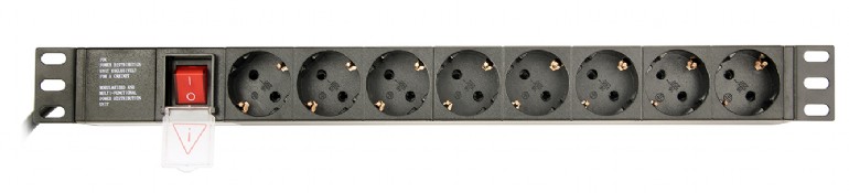 Gembird EG-PDU-014-C14, Power distribution unit (PDU), 8 Schuko sockets, 1U, 16A, C14 plug 3 m cable photo 1 Gembird EG-PDU-014-C14, Power distribution unit (PDU), 8 Schuko sockets, 1U, 16A, C14 plug 3 m cable photo 1