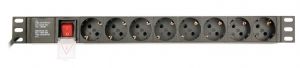Gembird EG-PDU-014-C14, Power distribution unit (PDU), 8 Schuko sockets, 1U, 16A, C14 plug 3 m cable thumbnav 1